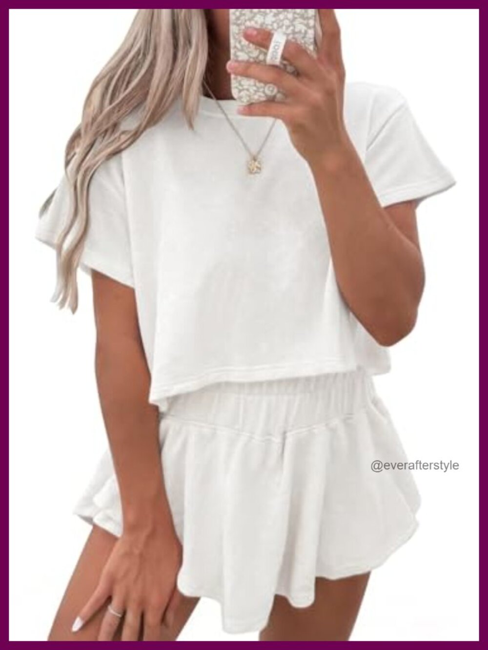 Womens 2 Piece Skirt Set Cropped Top Mini Skort Matching Summer Outfit